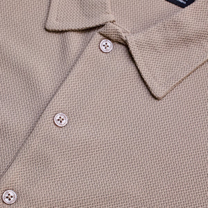 Beige Textured Polo T-Shirt