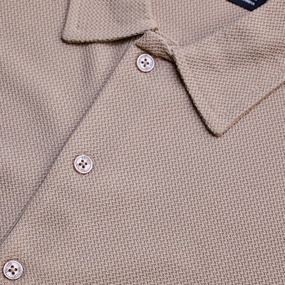 Beige Textured Polo T-Shirt