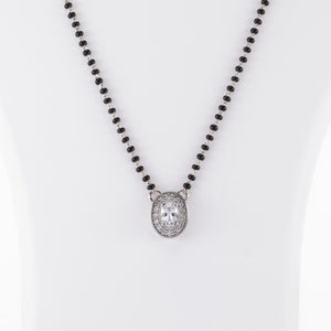 SOLITAIRE OVAL SHAPE MANGALSUTRA IN SILVER 92.5