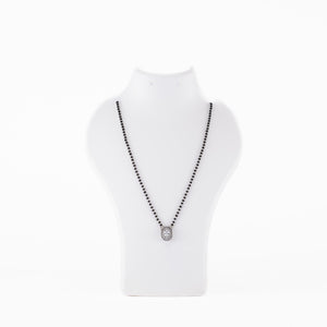 SOLITAIRE OVAL SHAPE MANGALSUTRA IN SILVER 92.5