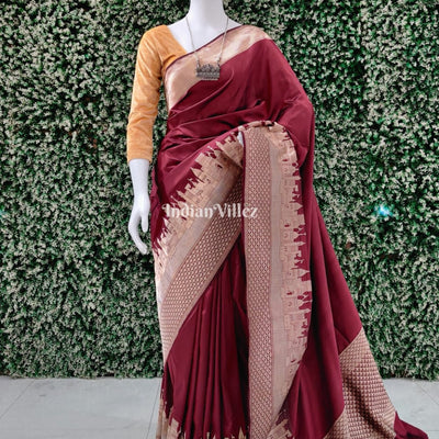Maroon Kashi Banarasi Katan Silk Saree