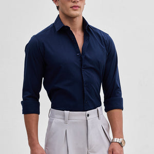 Dark Blue Stretchable Slim Fit Shirt