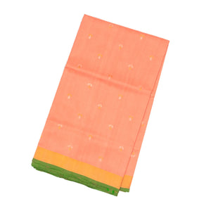 Peach Handloom Uppada Silk Saree With Floral Zari Buttas