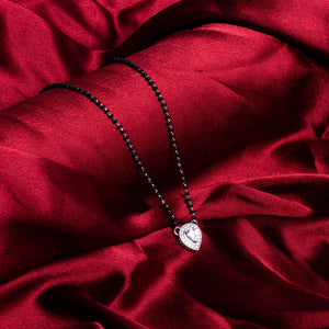 SOLITAIRE CONE SHAPE MANGALSUTRA IN SILVER 92.5