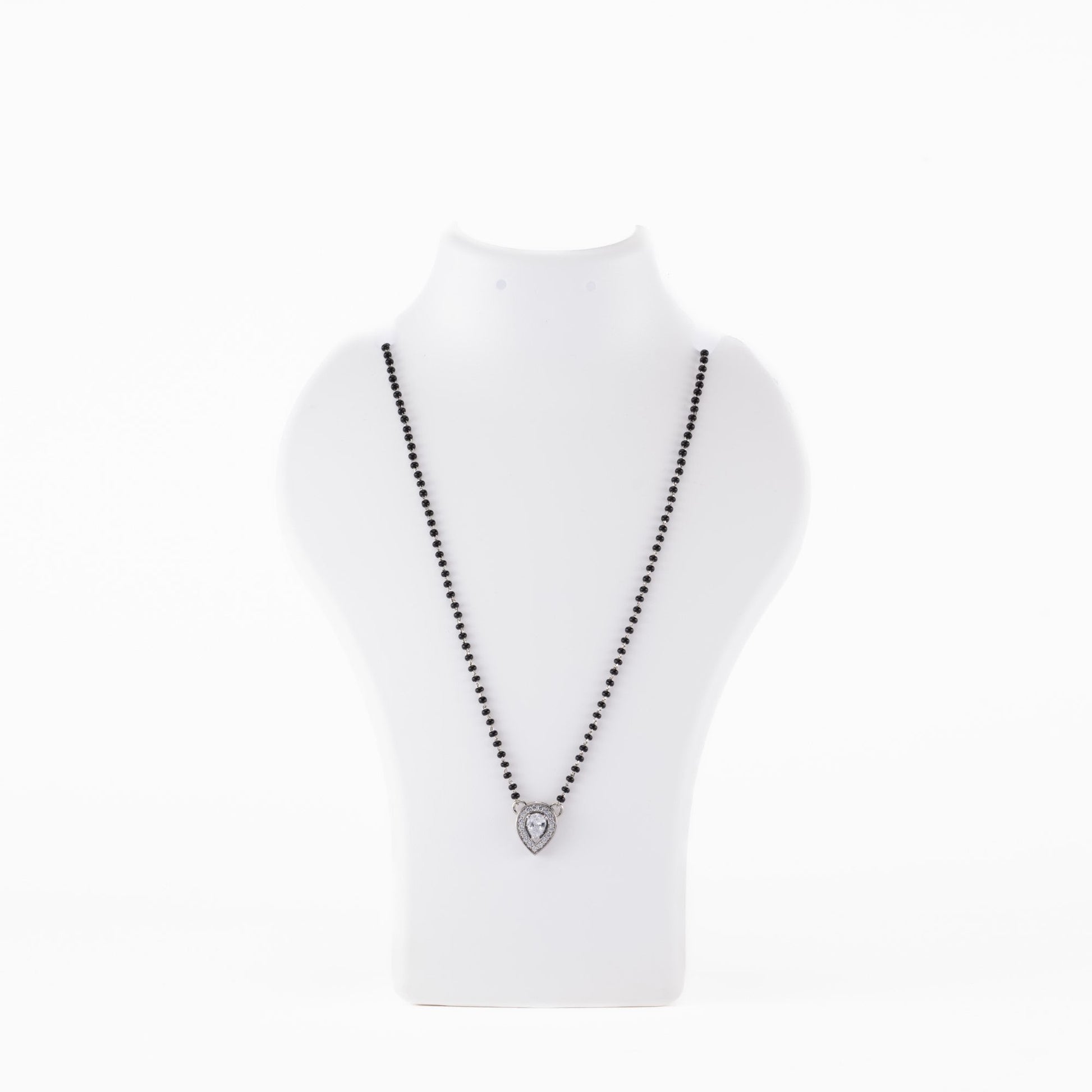 SOLITAIRE CONE SHAPE MANGALSUTRA IN SILVER 92.5