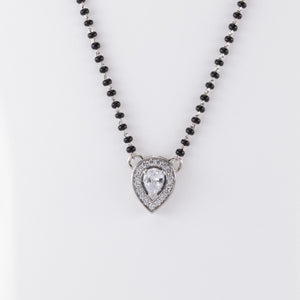 SOLITAIRE CONE SHAPE MANGALSUTRA IN SILVER 92.5