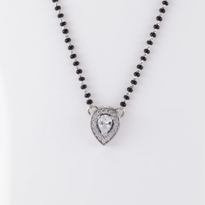 SOLITAIRE CONE SHAPE MANGALSUTRA IN SILVER 92.5