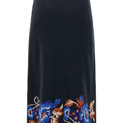 Farm Rio Bow Garden Knit Intarsia Skirt