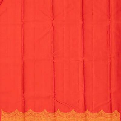 Peach Handloom Kanchipuram Silk Saree With Meena Buttas