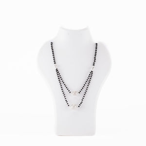 Black Beads Double Line Mangal Sutra with Silver Pendant for Women