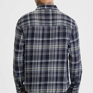 Black Flannel Checks Relaxed Fit Overshirt