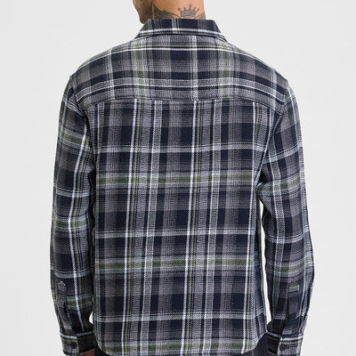 Black Flannel Checks Relaxed Fit Overshirt