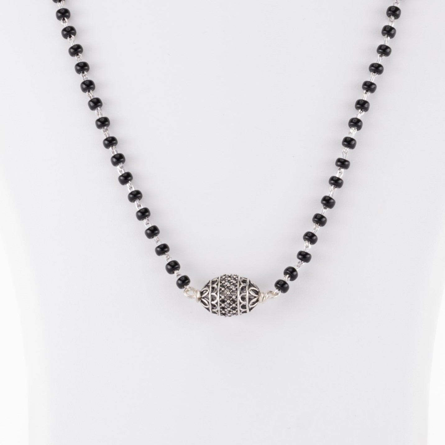 Real Black and Silver Beads Mangalsutra for Women