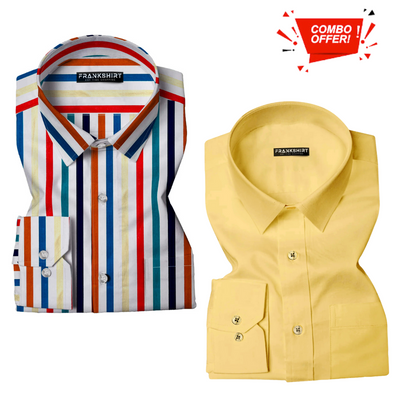 Pack of 2 Cotton Shirt for Man (Lining Colour with Lemon)