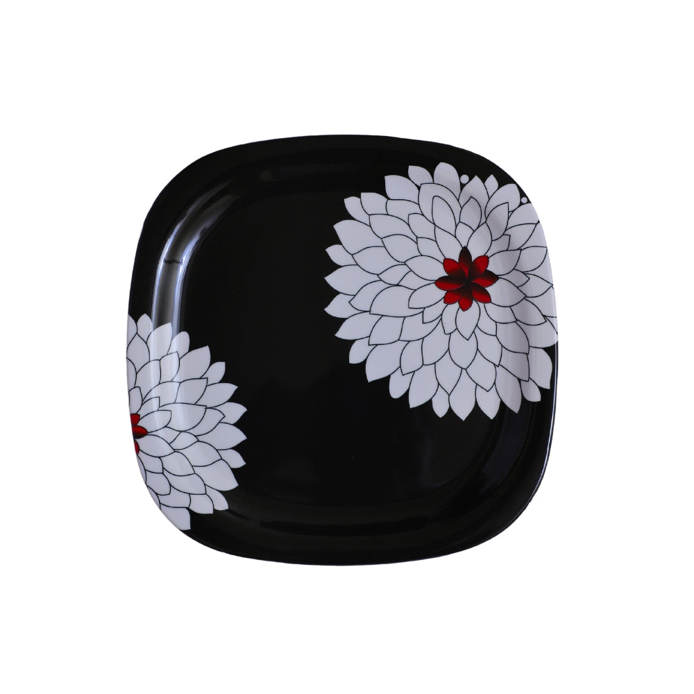 Terraware Melamine Black Magic Square Dinner Set | Set of 31 Pcs