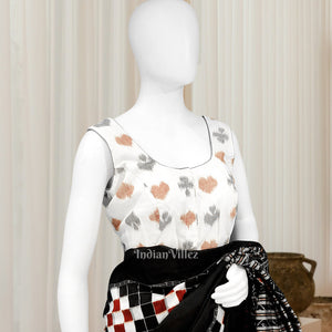 White with Multi Color Odisha Ikat Sambalpuri Cotton Blouse