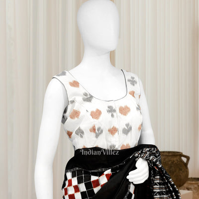 White with Multi Color Odisha Ikat Sambalpuri Cotton Blouse
