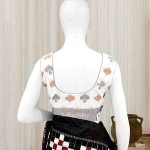 White with Multi Color Odisha Ikat Sambalpuri Cotton Blouse