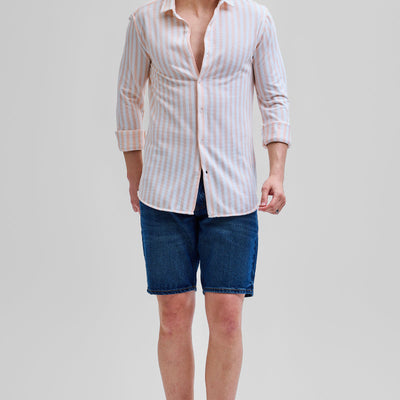 Peach Stripes Slim Fit Shirt