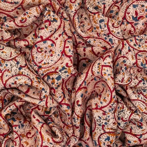 Pink Woven Kalamkari Cotton Saree With Printed Floral Motifs