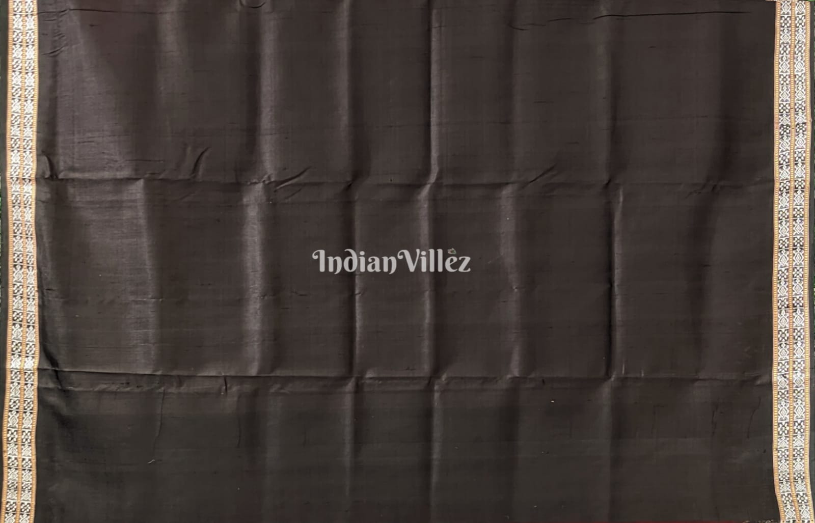 Marron Black Tortoise Motif Odisha Ikat Dongria Silk Saree