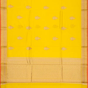 Yellow Handloom Banarasi Silk Cotton Saree With Floral Buttas