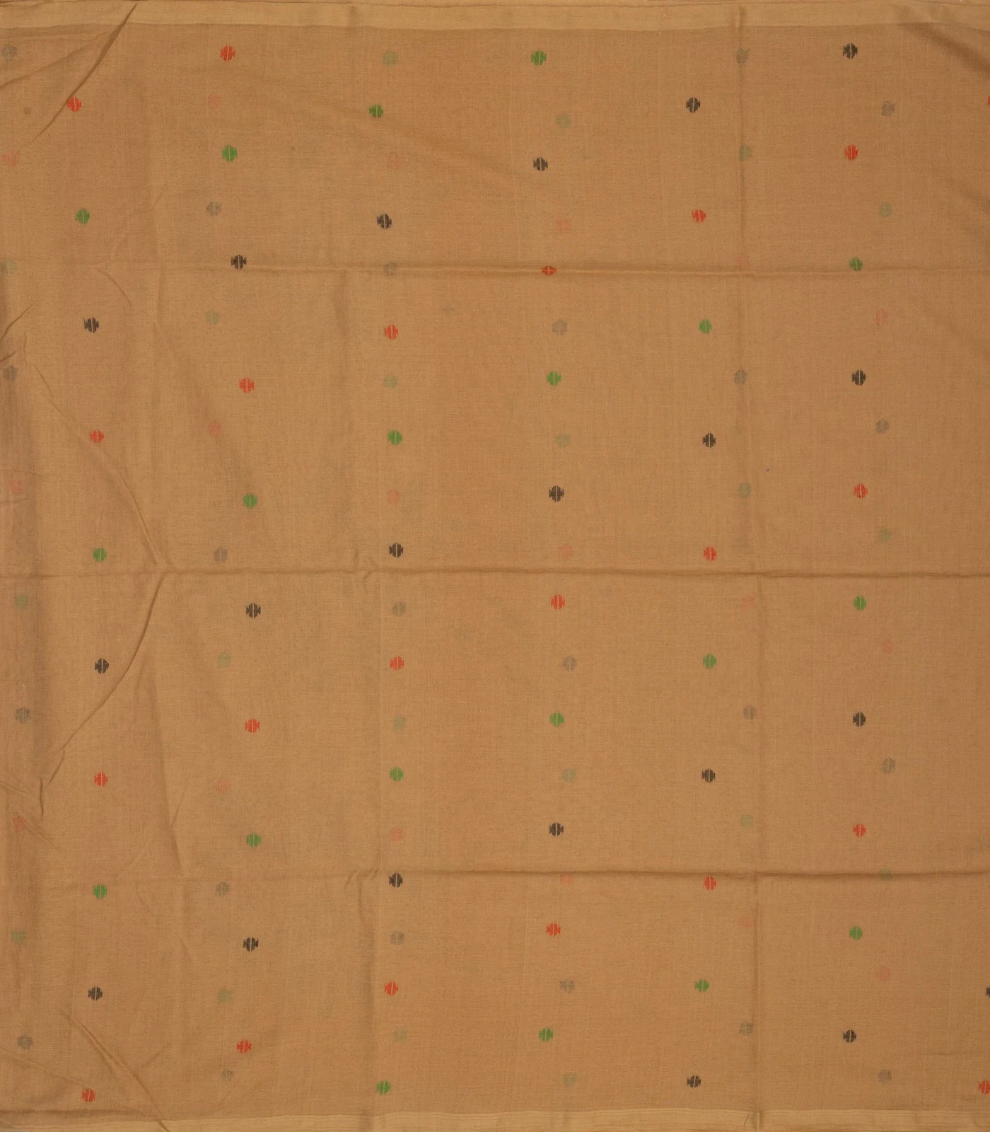 Beige Handloom Bengal Cotton Saree With Mango Motifs