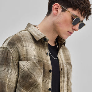 Brown Double Pocket Flannel Overshirt