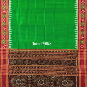 Green Red Border Pasapali Khandua Silk Saree