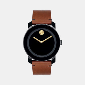 Bold TR90 Men Quartz Black Dial Analog Leather Watch 3600305