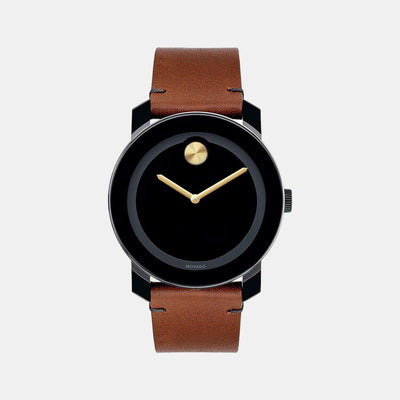 Bold TR90 Men Quartz Black Dial Analog Leather Watch 3600305