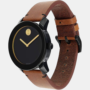 Bold TR90 Men Quartz Black Dial Analog Leather Watch 3600305