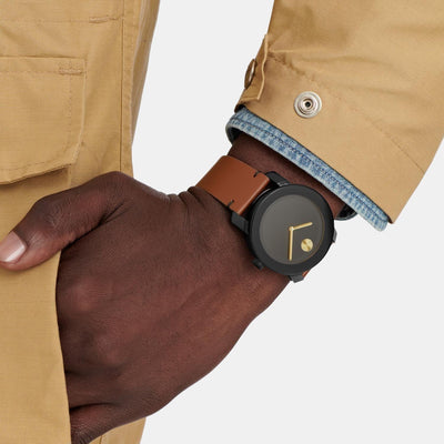 Bold TR90 Men Quartz Black Dial Analog Leather Watch 3600305