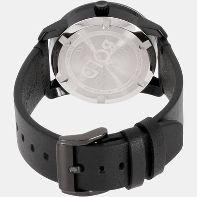Bold TR90 Men Quartz Black Dial Analog Leather Watch 3600306