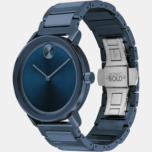 Bold Men Quartz Blue Dial Analog Stainless Steel Watch 3600510