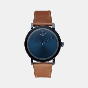 Bold Men Quartz Blue Dial Analog Leather Watch 3600520