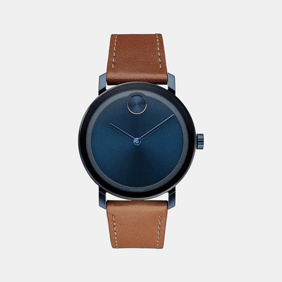 Bold Men Quartz Blue Dial Analog Leather Watch 3600520