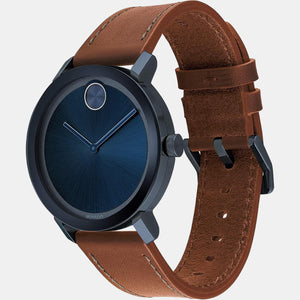 Bold Men Quartz Blue Dial Analog Leather Watch 3600520