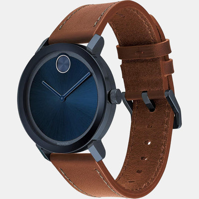 Bold Men Quartz Blue Dial Analog Leather Watch 3600520