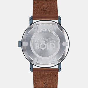 Bold Men Quartz Blue Dial Analog Leather Watch 3600520