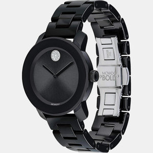 Bold Women Quartz Black Dial Analog Stainless Steel Watch 3600535