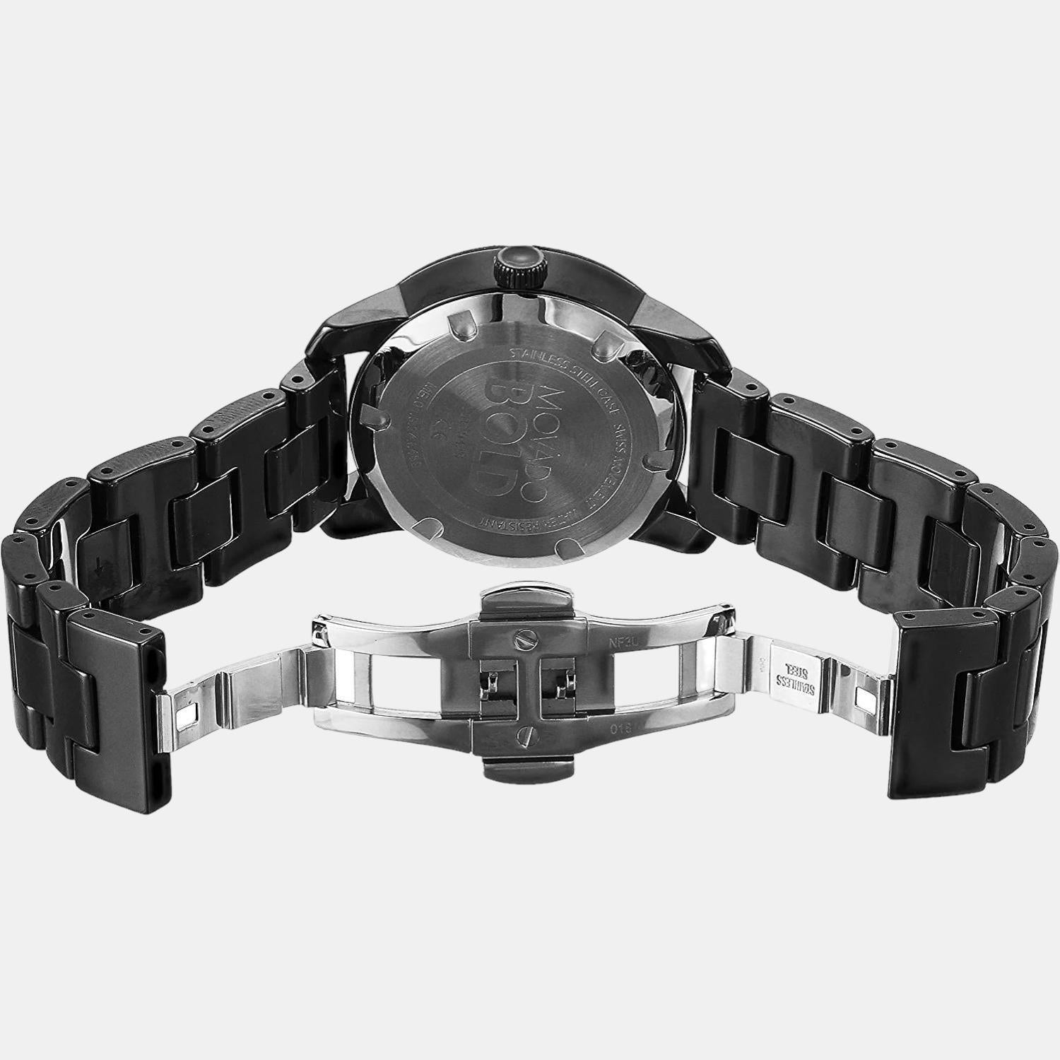 Bold Women Quartz Black Dial Analog Stainless Steel Watch 3600535