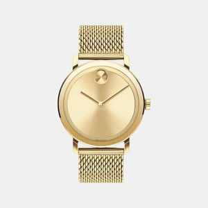 Bold Men Quartz Light Gold Dial Analog Mesh Watch 3600560