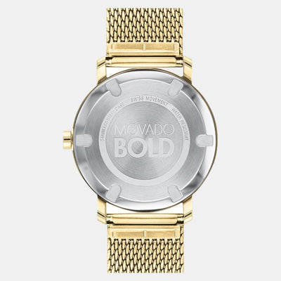 Bold Men Quartz Light Gold Dial Analog Mesh Watch 3600560