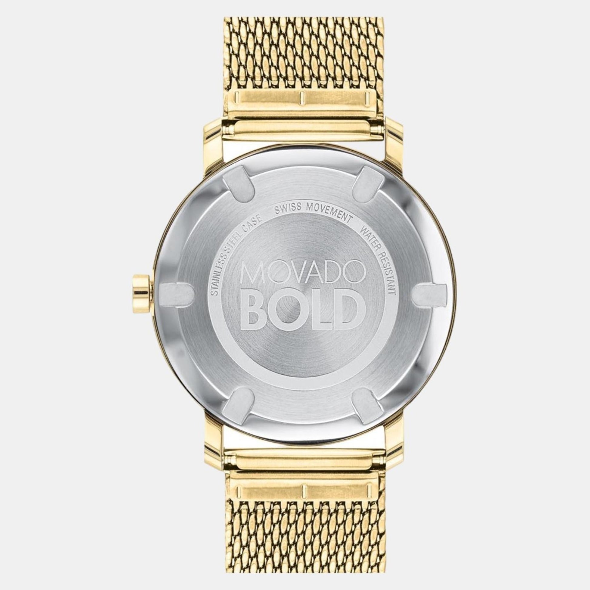 Bold Men Quartz Light Gold Dial Analog Mesh Watch 3600560