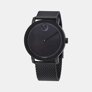 Bold Men Quartz Black Dial Analog Stainless Steel Watch 3600562