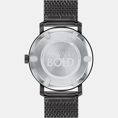 Bold Men Quartz Black Dial Analog Stainless Steel Watch 3600562