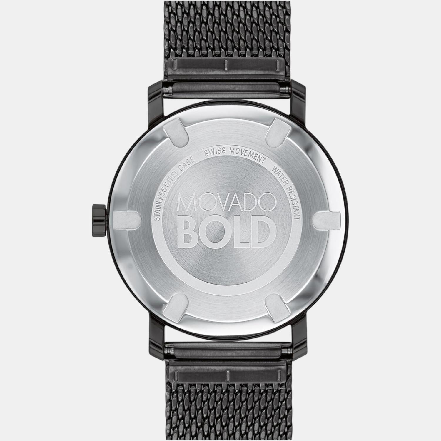 Bold Men Quartz Black Dial Analog Stainless Steel Watch 3600562