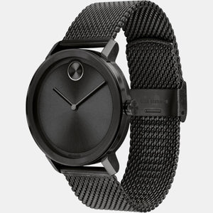 Bold Men Quartz Black Dial Analog Stainless Steel Watch 3600562