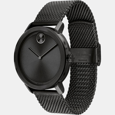 Bold Men Quartz Black Dial Analog Stainless Steel Watch 3600562